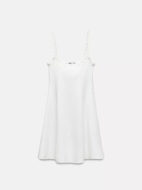 Zara White Stretch Knit Skater Dress
